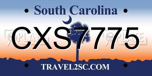 CXS7775 South Carolina License Plate