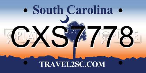 CXS7778 South Carolina License Plate