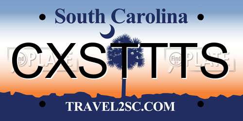 CXSTTTS South Carolina License Plate
