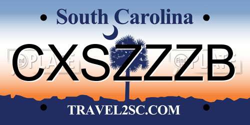 CXSZZZB South Carolina License Plate
