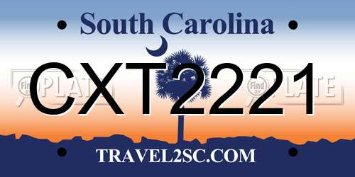 CXT2221 South Carolina License Plate