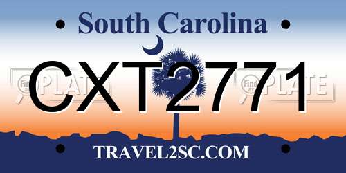 CXT2771 South Carolina License Plate