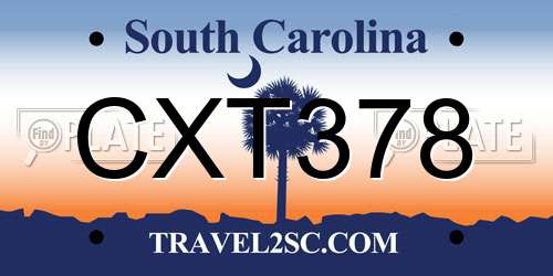 CXT378 South Carolina License Plate