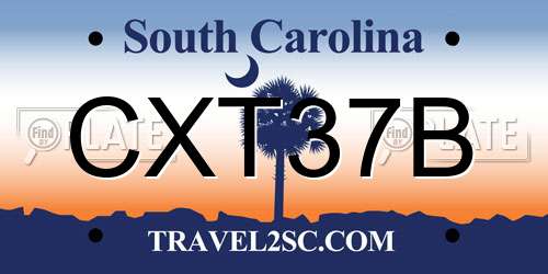 CXT37B South Carolina License Plate