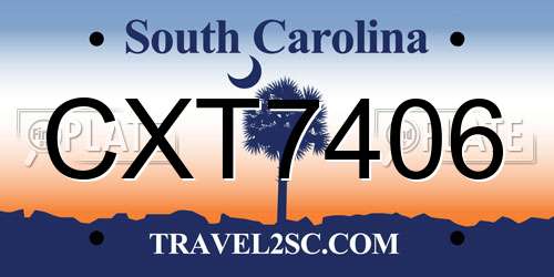 CXT7406 South Carolina License Plate