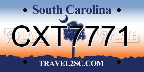 CXT7771 South Carolina License Plate