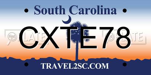 CXTE78 South Carolina License Plate