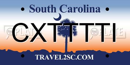 CXTTTTI South Carolina License Plate