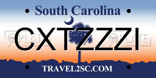 CXTZZZI South Carolina License Plate