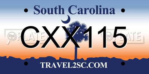 CXX115 South Carolina License Plate