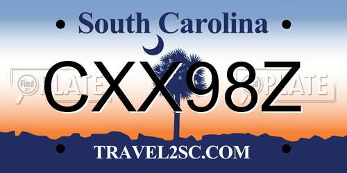 CXX98Z South Carolina License Plate