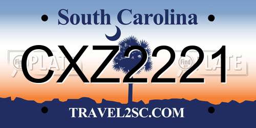 CXZ2221 South Carolina License Plate