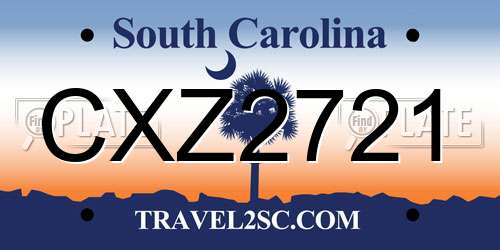 CXZ2721 South Carolina License Plate