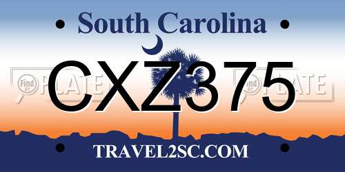 CXZ375 South Carolina License Plate