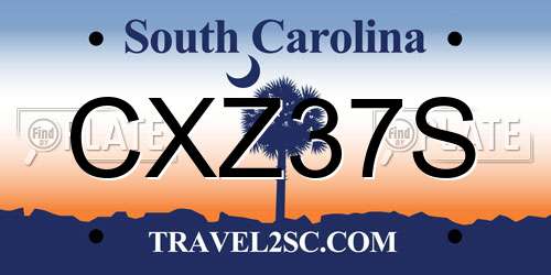 CXZ37S South Carolina License Plate