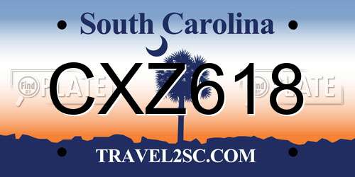 CXZ618 South Carolina License Plate