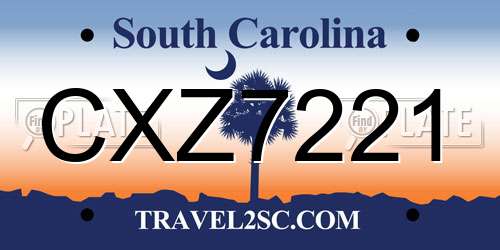 CXZ7221 South Carolina License Plate