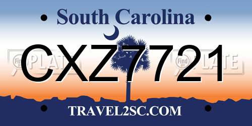 CXZ7721 South Carolina License Plate