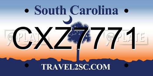 CXZ7771 South Carolina License Plate