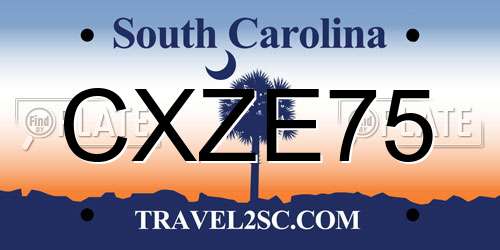CXZE75 South Carolina License Plate