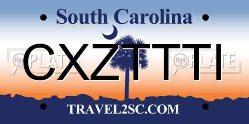 CXZTTTI South Carolina License Plate