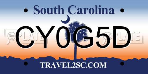 CY0G5D South Carolina License Plate