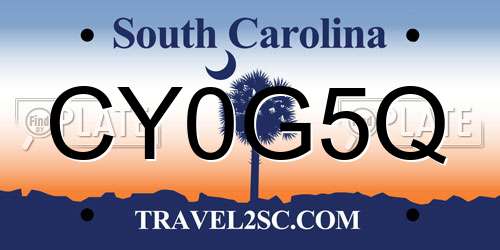 CY0G5Q South Carolina License Plate