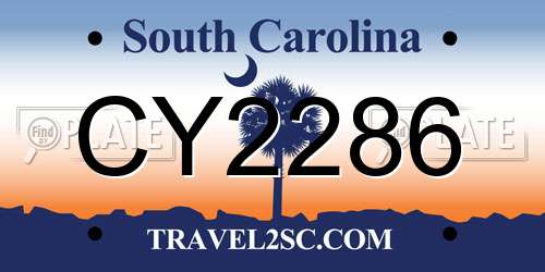 CY2286 South Carolina License Plate