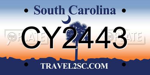 CY2443 South Carolina License Plate