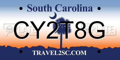 CY2T8G South Carolina License Plate