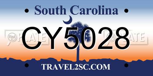 CY5028 South Carolina License Plate