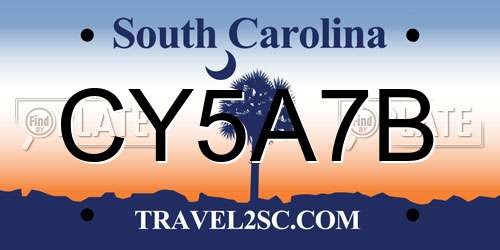 CY5A7B South Carolina License Plate