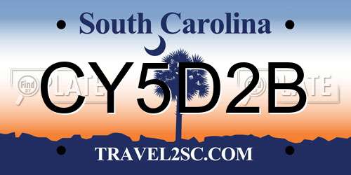 CY5D2B South Carolina License Plate
