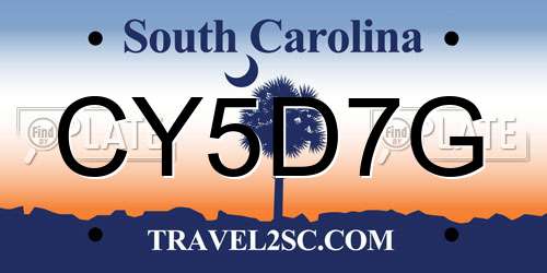CY5D7G South Carolina License Plate