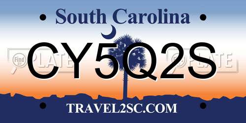 CY5Q2S South Carolina License Plate