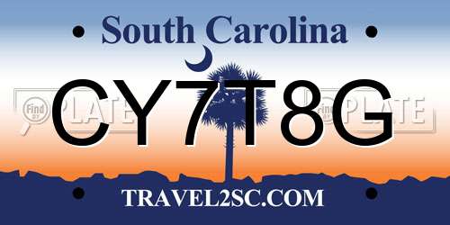 CY7T8G South Carolina License Plate
