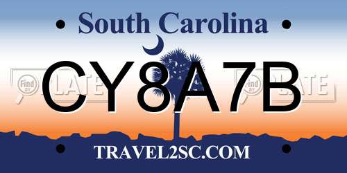 CY8A7B South Carolina License Plate