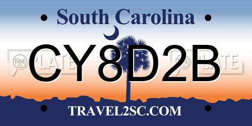 CY8D2B South Carolina License Plate