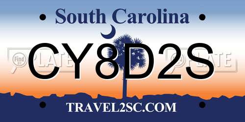 CY8D2S South Carolina License Plate