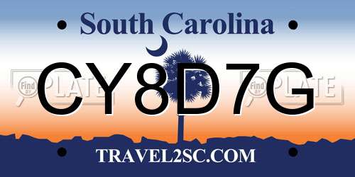 CY8D7G South Carolina License Plate