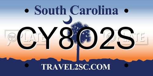 CY8O2S South Carolina License Plate