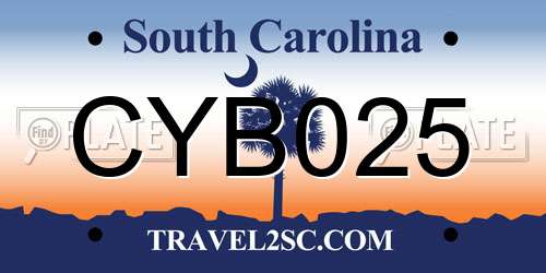CYB025 South Carolina License Plate