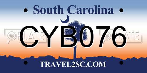 CYB076 South Carolina License Plate