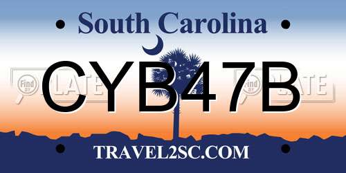 CYB47B South Carolina License Plate