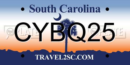 CYBQ25 South Carolina License Plate