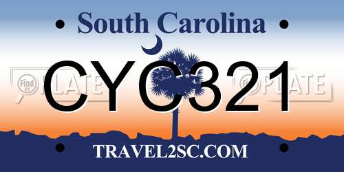CYC321 South Carolina License Plate