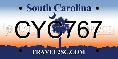 CYC767 South Carolina License Plate