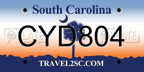 CYD804 South Carolina License Plate
