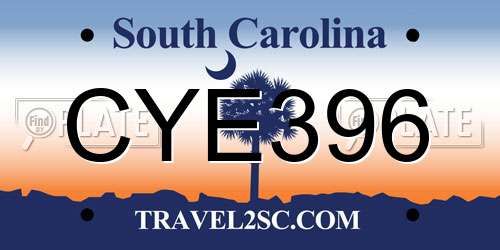 CYE396 South Carolina License Plate