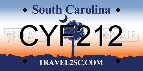 CYF212 South Carolina License Plate